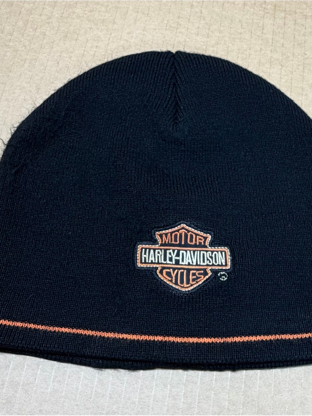 Harley-Davidson Big kids Black Beanie with Orange Trim